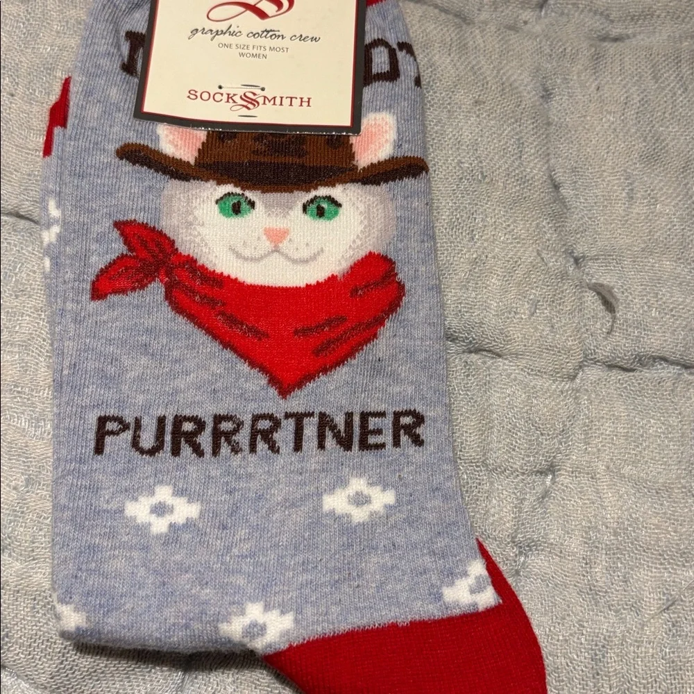 NWT Meowdy Purrtner Cat Socks.